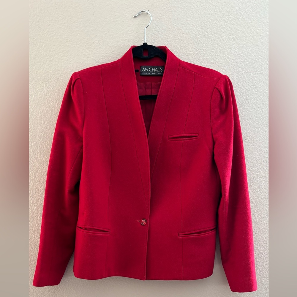 Ms. Chaus made in Hong Kong Vintage Red Women's Blazer Size 12